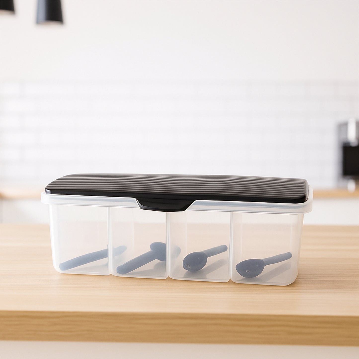 Kitchen Multipurpose Air-tight 4 Sections Storage Containers Masala Box (1 Set)