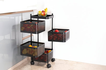 Metal Square High Quality Kitchen Trolley With Wheels (4 Layer  1 Pc)