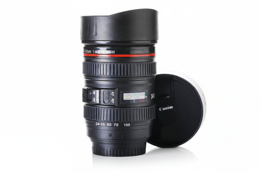 Camera Lens Shaped Coffee Mug Flask With Lid