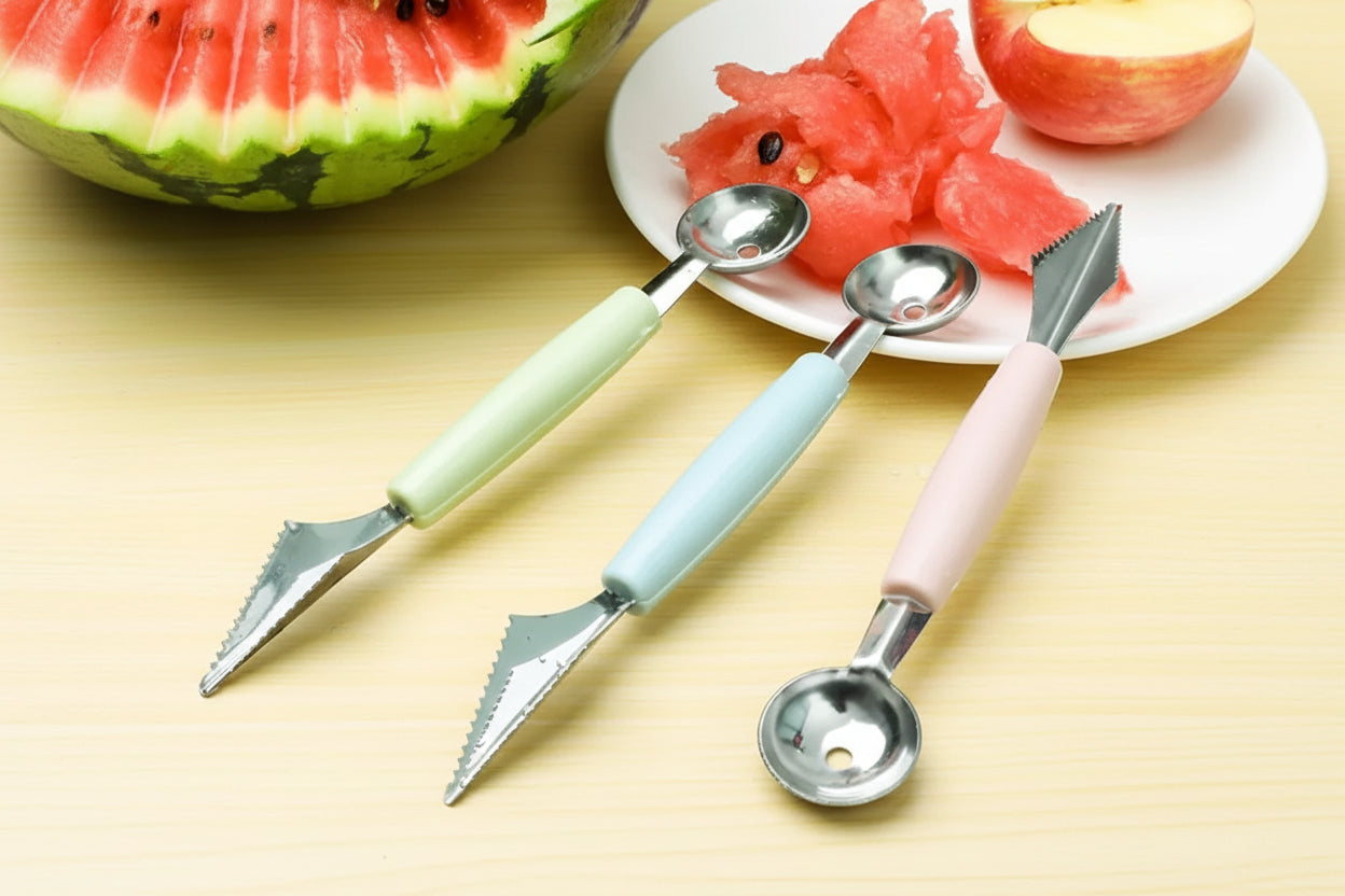 7031 Multifunctional Stainless Steel Fruit Vegetable Pattern Carving Knife Peeler Corer Spherical Dig Ball Scoop Garnishing Dig Ball Spoon Kit.