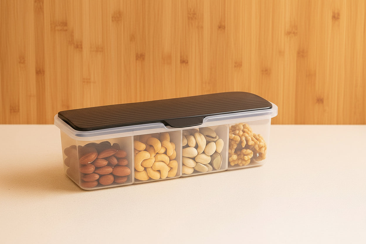 Kitchen Multipurpose Air-tight 4 Sections Storage Containers  Masala Box (1 Set)